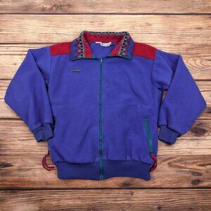 Vintage Columbia Jacket Youth XL‎ Purple Fleece Full Zip Aztec Made In USA 90s